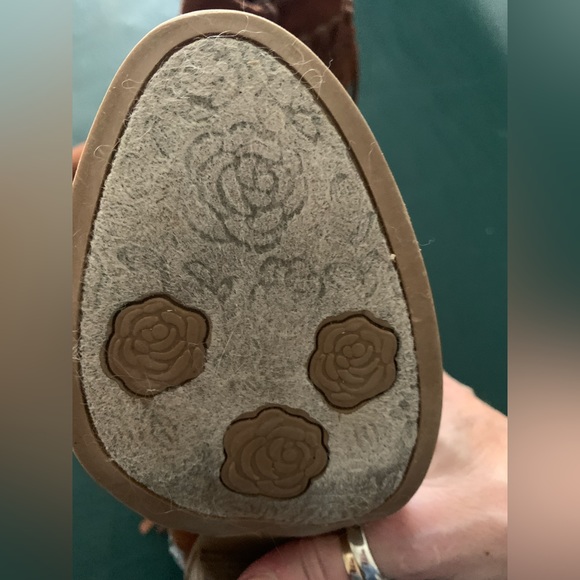 Burnt orange/brown suede ankle boots with fringe - Picture 6 of 6